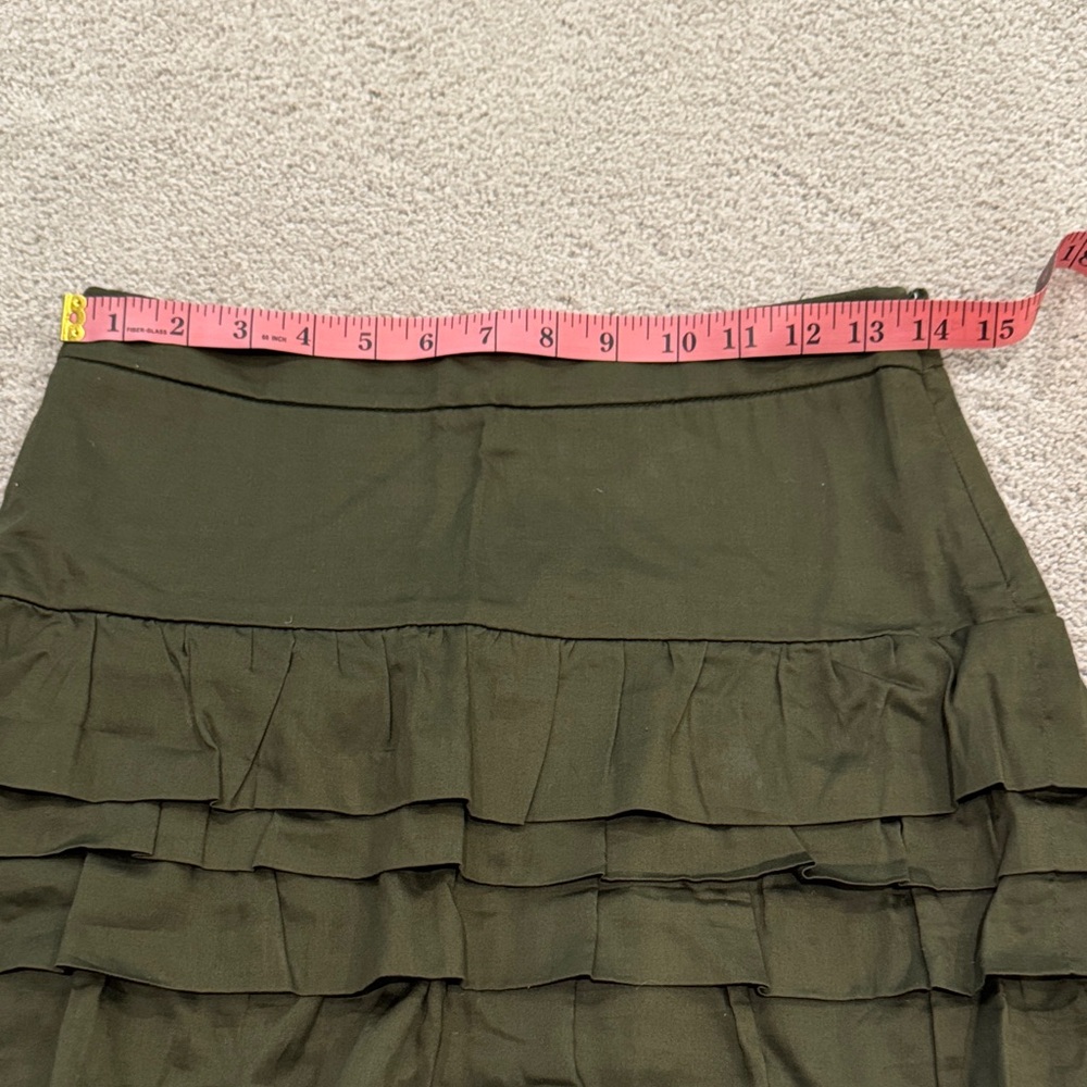 Olive Green Tiered Skirt - Picture 3 of 6